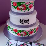 tort weselny drukowane kwiaty
